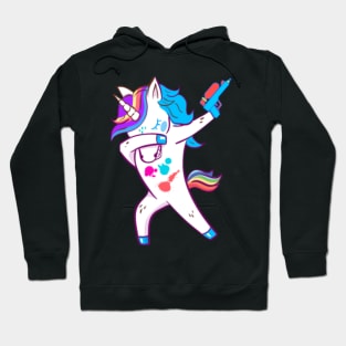 Dabbing Paintball Funny Unicorn with Paint Gun Hoodie